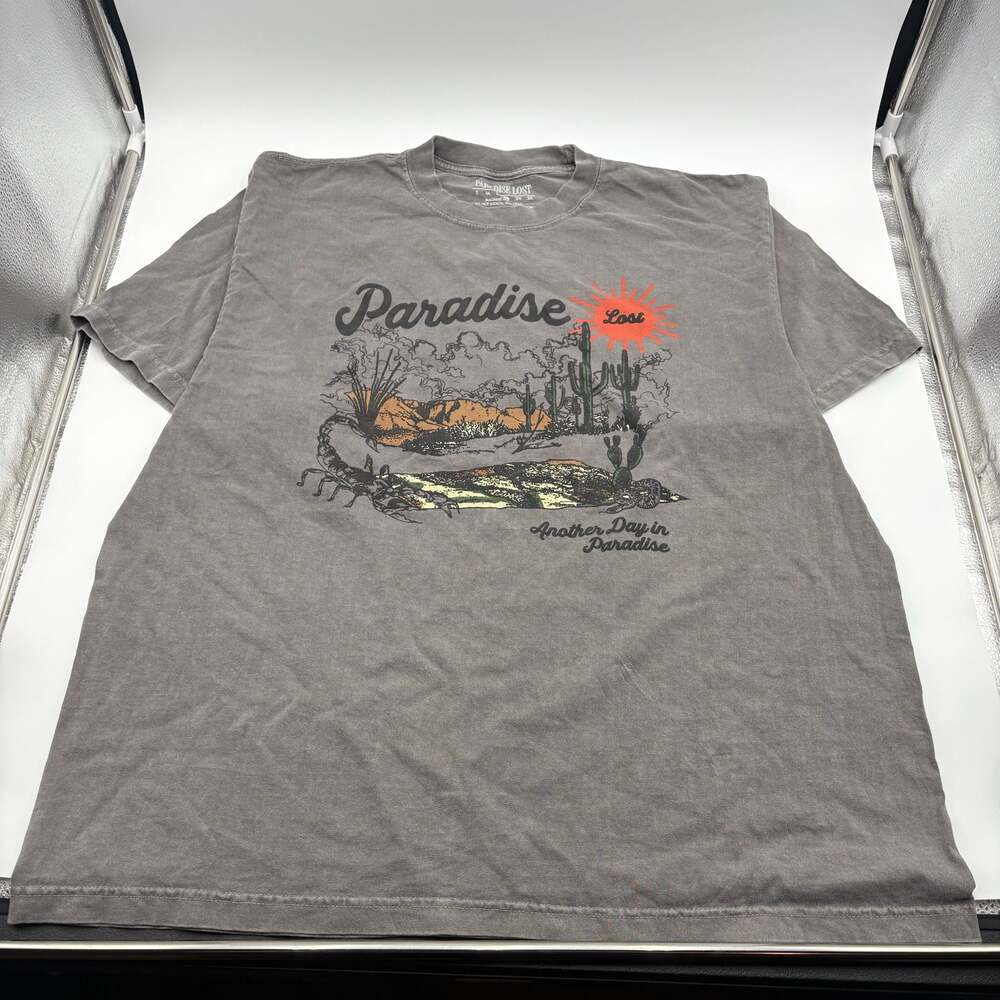 Paradise Lost Desert Graphic T-Shirt Another Day in Paradise Grey